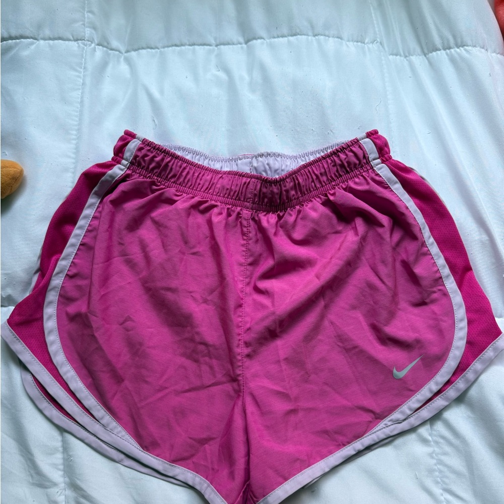Nike Pink Athletic Shorts with Elastic Waistband and Dolphin Hem